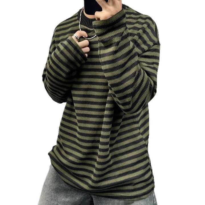 Men's Casual Knit Sweater with Stylish Striped Pattern Mune Fashion