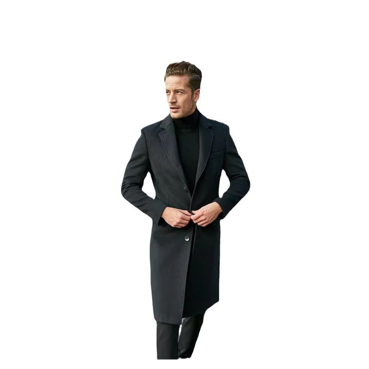 Men's Tailored Wool Blend Coat in Classic Single-Breasted Style Mune Fashion