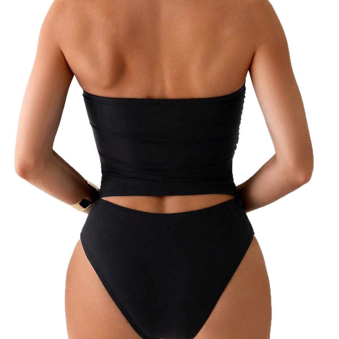 Women's Bandeau Swimsuit with Unique Gatherings Mune Fashion