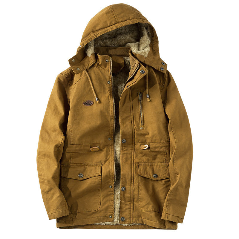 Men's Thermo-Canvas Parka with Faux Fur Lining, Hood and Multifunctional Pockets Mune Fashion