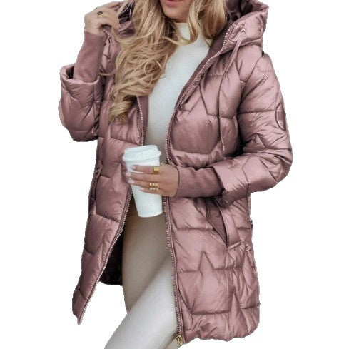 Women's Long Cut Padded Coat with Hood and Side Zippers Mune Fashion