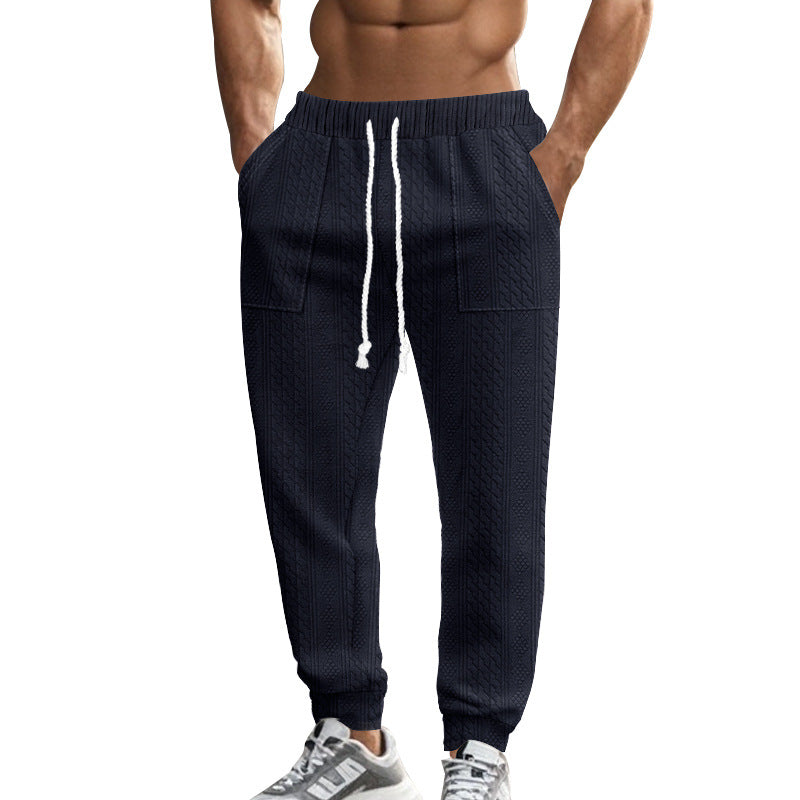 Men's cable knit joggers with drawstring waistband and patch pockets Mune Fashion