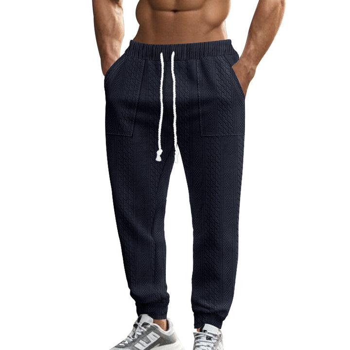 Men's cable knit joggers with drawstring waistband and patch pockets Mune Fashion