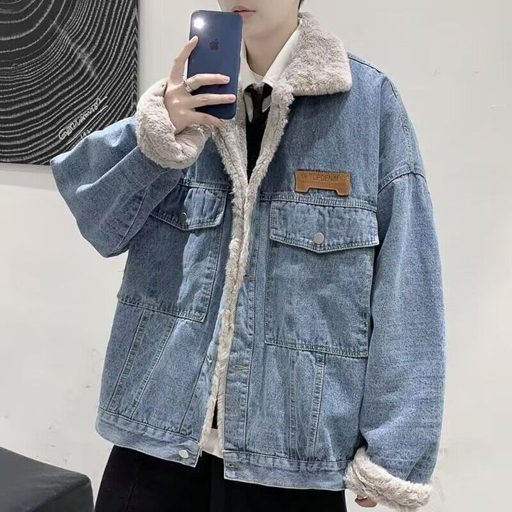 Men's Casual and Warm Denim Jacket with Lining Mune Fashion