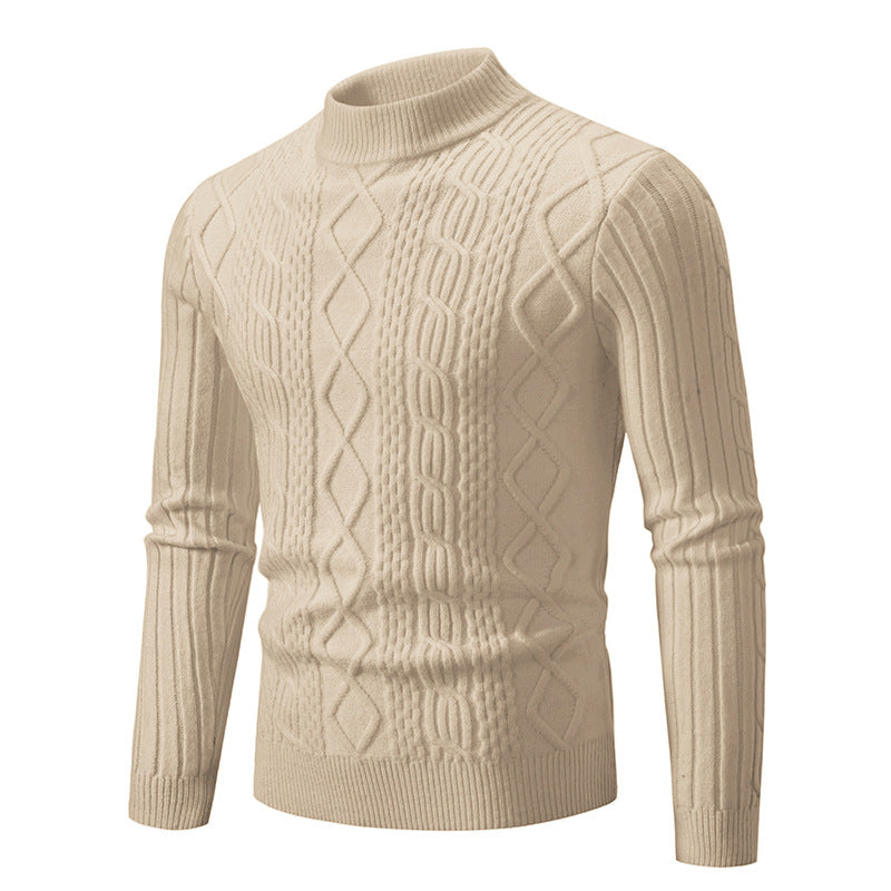 Men's ribbed cable knit turtleneck sweater Slim Fit Mune Fashion