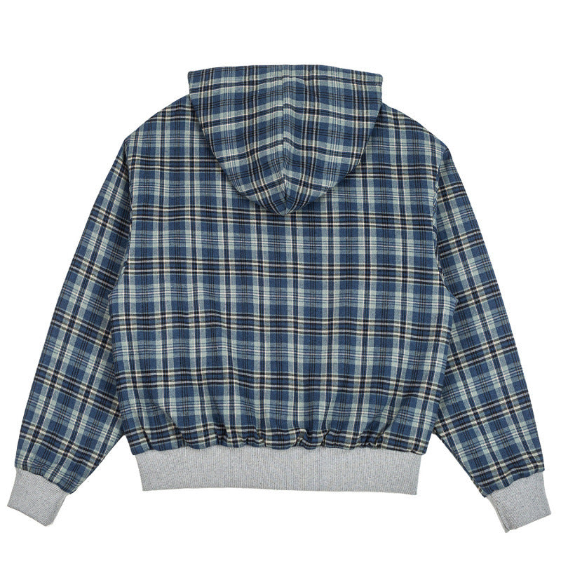 Unisex Padded Hoodie Bomber Jacket with Checkered Flannel Lining and Sturdy Zipper Mune Fashion
