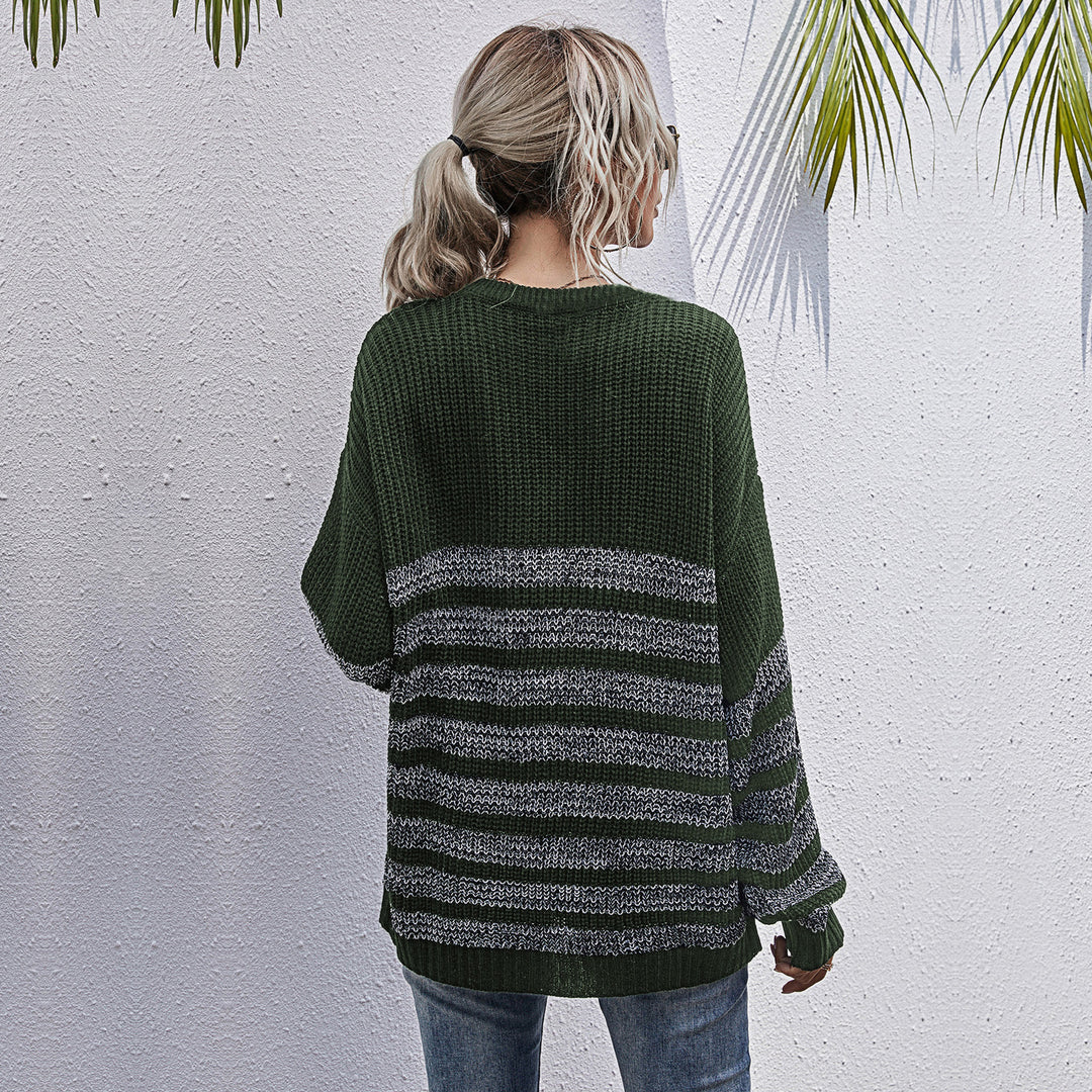 Women's Comfortable Striped Knit Sweater Mune Fashion