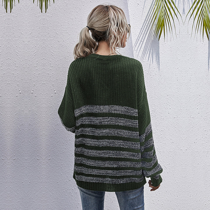 Women's Comfortable Striped Knit Sweater Mune Fashion