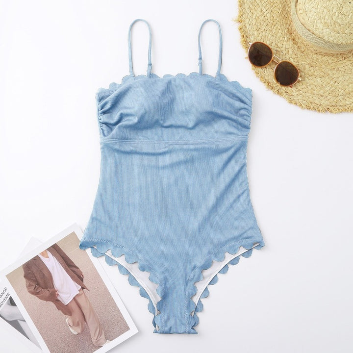 Women’s One-Piece Swimsuit with Feminine Ruffle Details and Adjustable Straps Mune Fashion