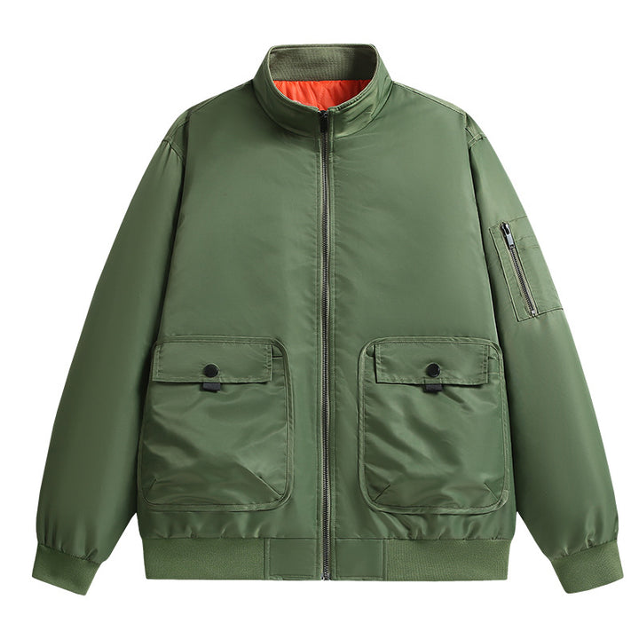 Men's bomber jacket with stand-up collar, utility pockets, and padded thermal insulation Mune Fashion