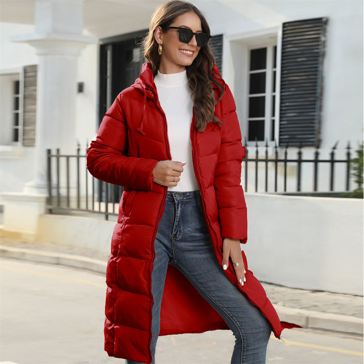 Women's Long Padded Coat with Hood and Thermal Lining Mune Fashion