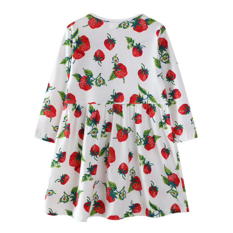 Girls casual dress with strawberry pattern Mune Fashion