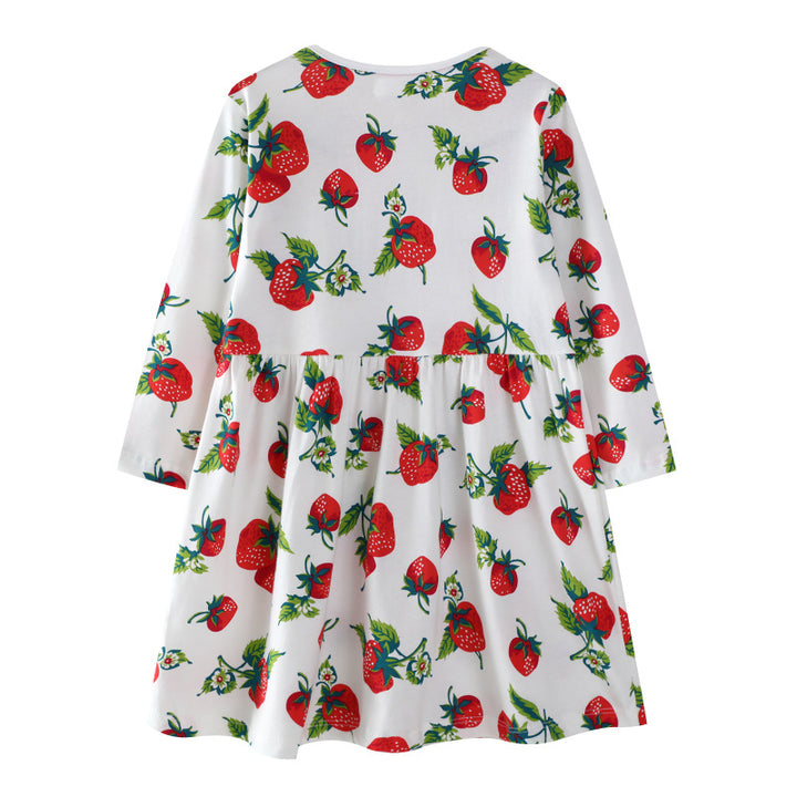 Girls casual dress with strawberry pattern Mune Fashion