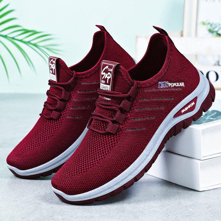 Women nan lightweight knitted casual sneakers with elastic quick lacing system and shock-absorbing EVA sole Mune Fashion