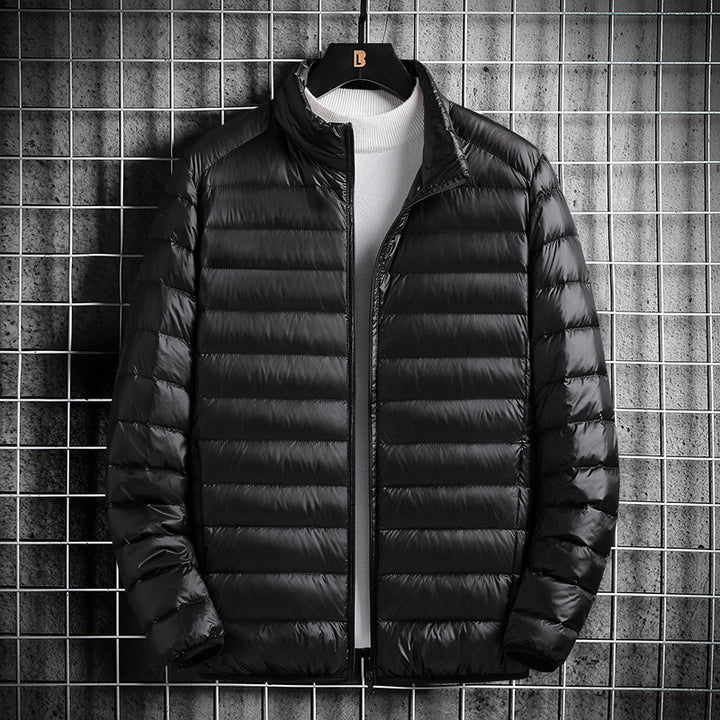 Men's Lightweight Quilted Insulated Padded Jacket with Stand-Up Collar and Pack Function Mune Fashion