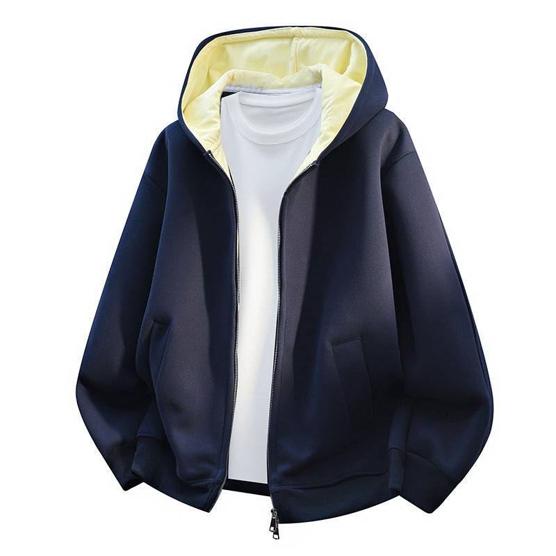 Men's Oversize Zip Hoodie with Contrast Lined Hood and Kangaroo Pockets Mune Fashion