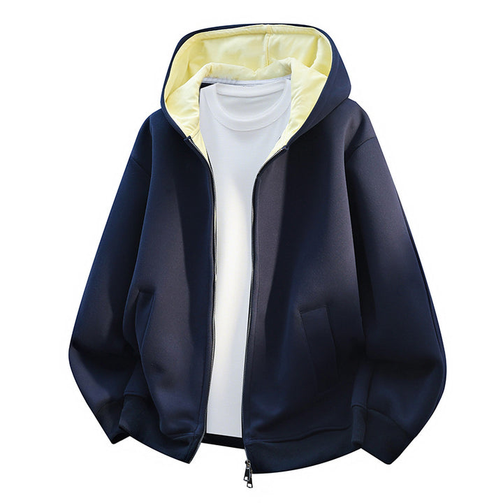 Men's Oversize Zip Hoodie with Contrast Lined Hood and Kangaroo Pockets Mune Fashion