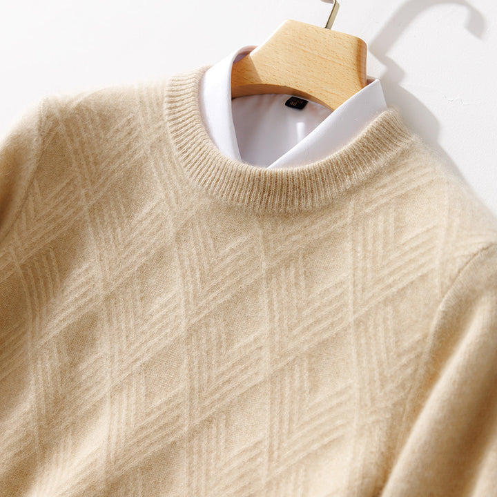 Men's short roll-neck sweater made of merino mix with diagonal diamond structure Mune Fashion