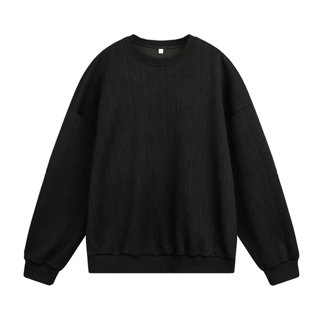 Unisex Oversize Cable Knit Sweatshirt with Fine Braided Pattern Structure Mune Fashion