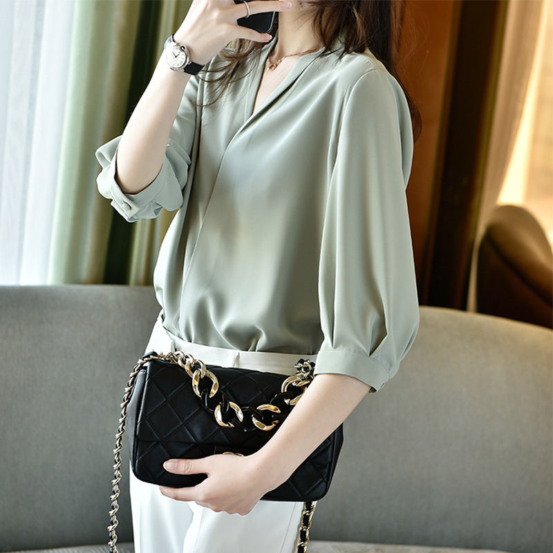 Women Elegant Blouse with Balloon Sleeves Mune Fashion