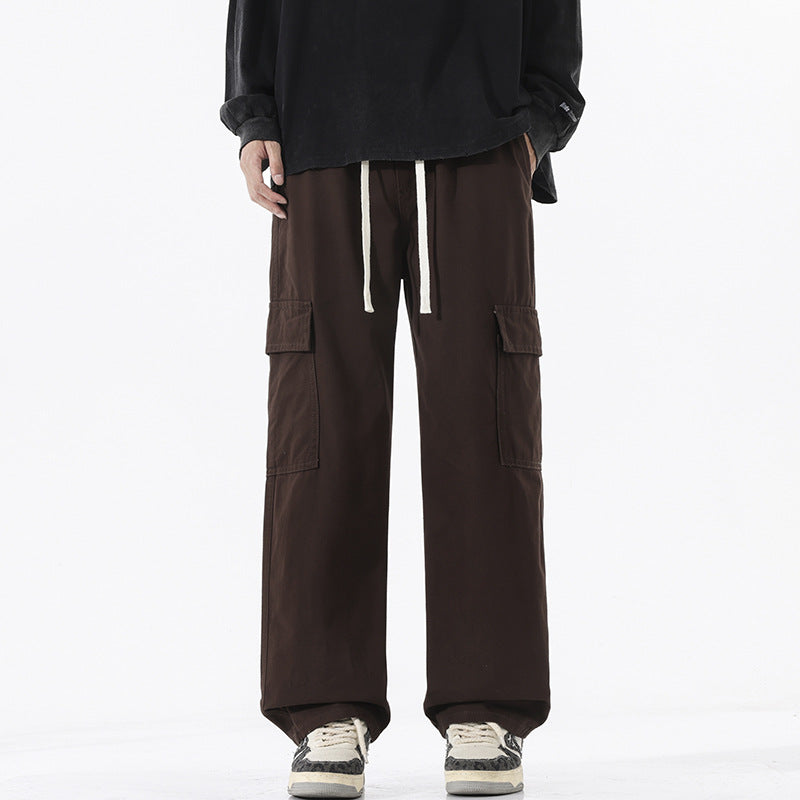 Men's Super Wide Utility Cargo Pants in Low Rise Baggy Cut with Drawstring Mune Fashion