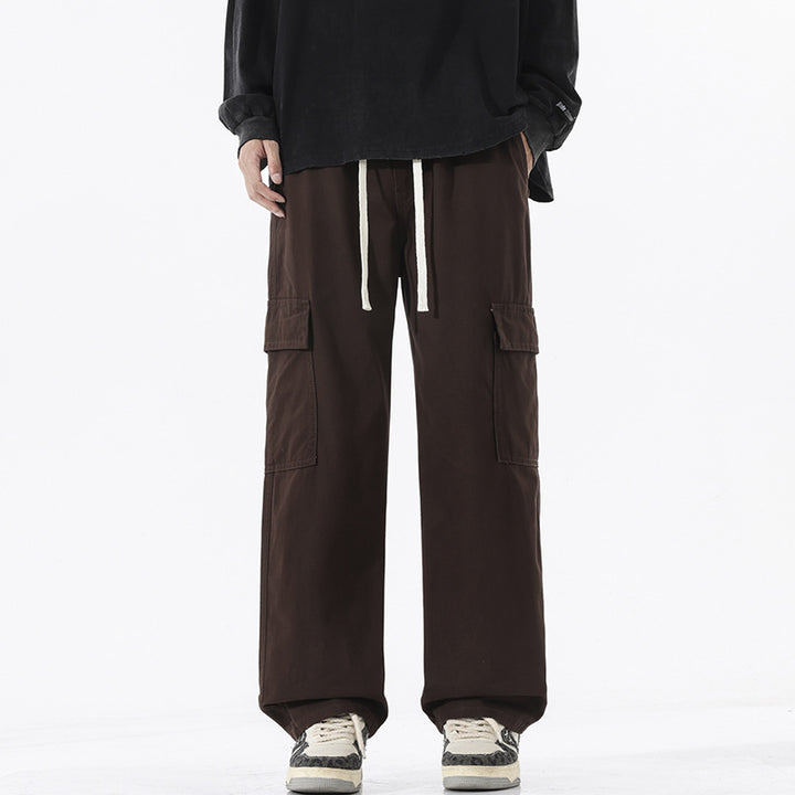 Men's Super Wide Utility Cargo Pants in Low Rise Baggy Cut with Drawstring Mune Fashion