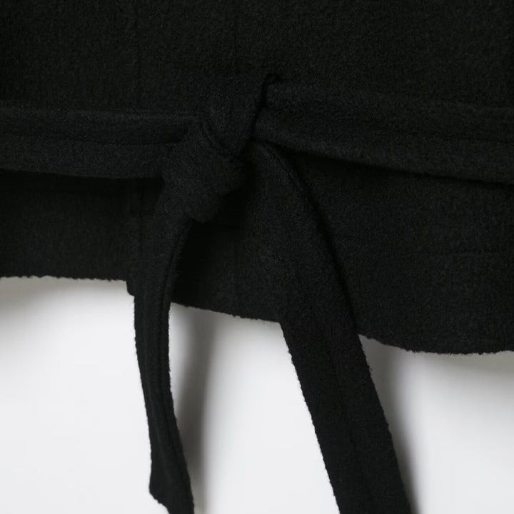 Women Short Duffle Cape Jacket with Stand-up Collar, Toggle Closures and Waist Belt Mune Fashion
