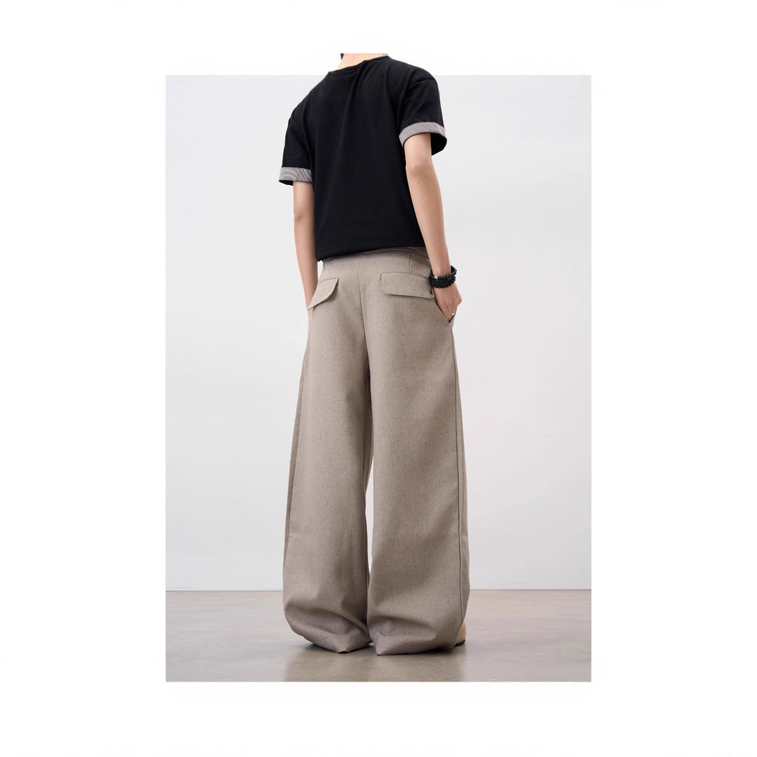 Ladies Wide Cut High-Waisted Fabric Trousers Mune Fashion