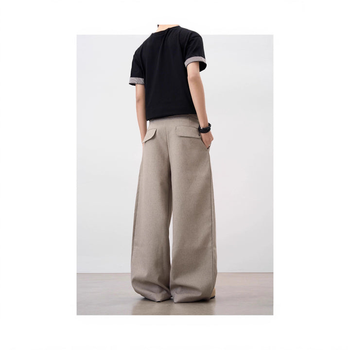Ladies Wide Cut High-Waisted Fabric Trousers Mune Fashion