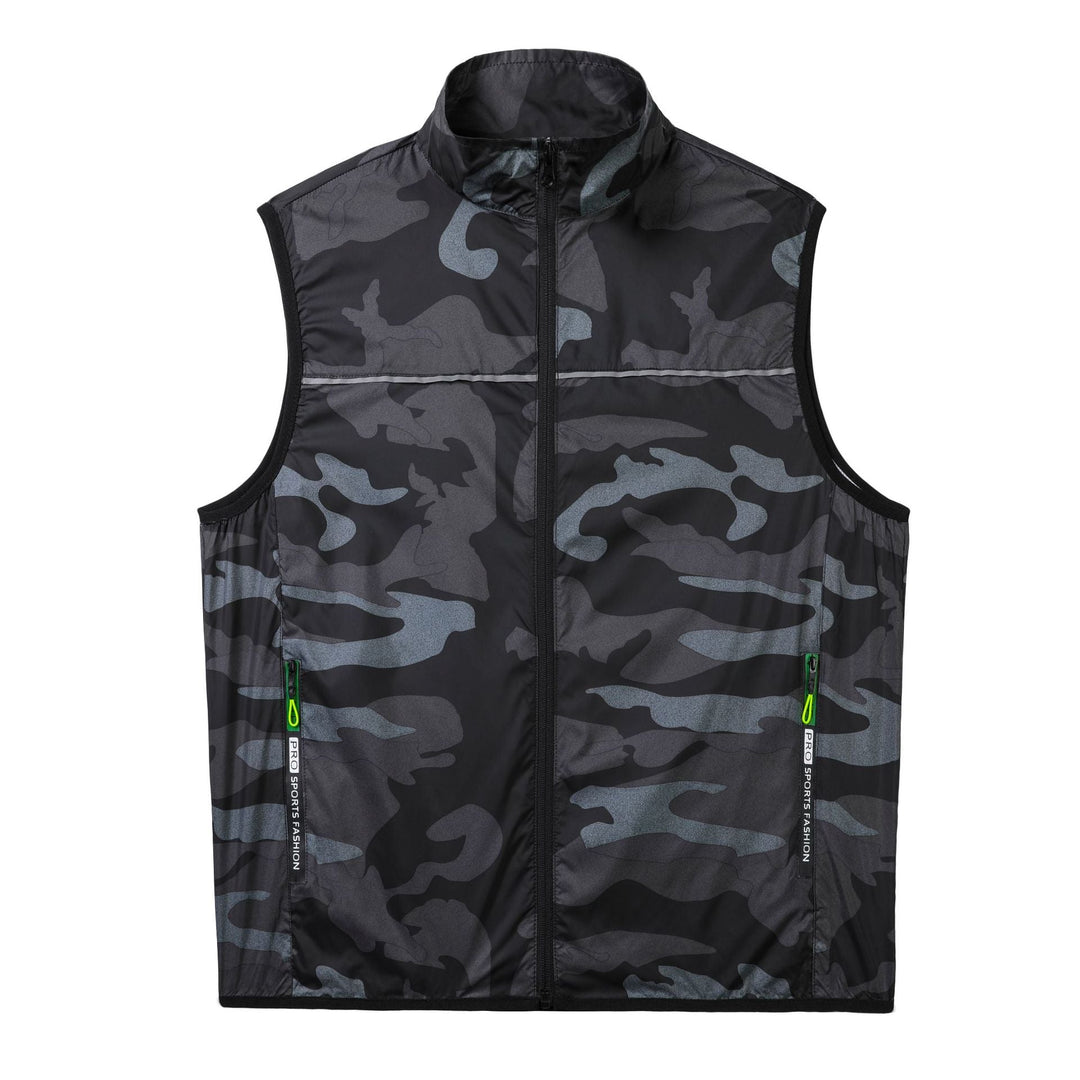 Unisex nan ultra-light windproof running vest with stand-up collar and reflective piping Mune Fashion