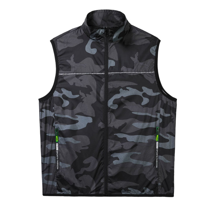 Unisex nan ultra-light windproof running vest with stand-up collar and reflective piping Mune Fashion