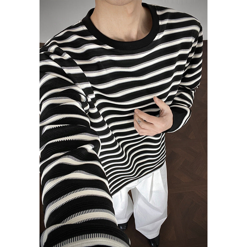 Men's Casual Striped Long Sleeve Shirt Mune Fashion