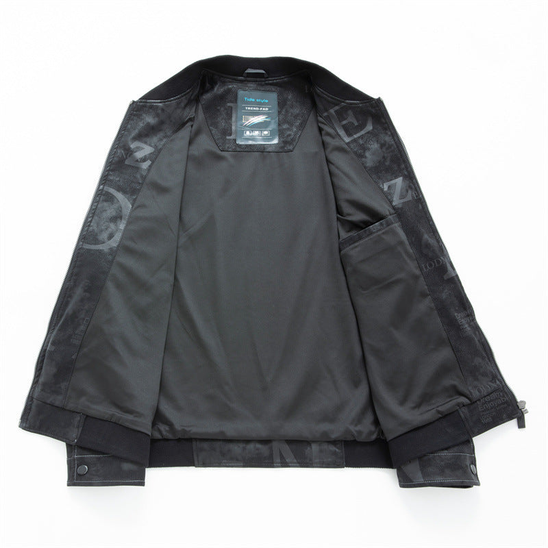 Men's leather imitation blouson with all-over print, zipper and ribbed cuffs Mune Fashion