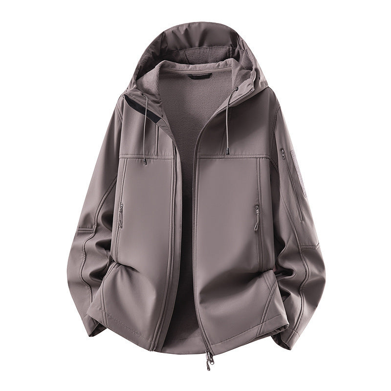 Men's softshell jacket with fleece lining, water-repellent and hood reinforcement Mune Fashion
