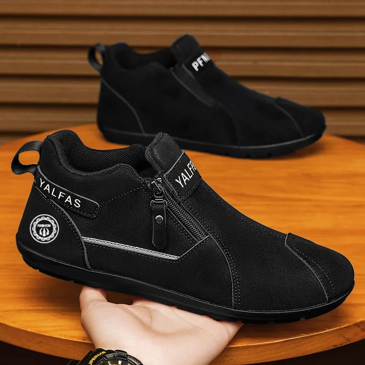 Men's Short Shaft Sneakers with Side Zipper and Padded Comfort Sole Mune Fashion