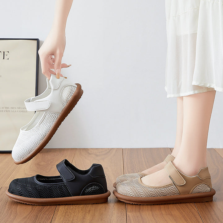 Ladies non breathable Mary-Jane slippers with Velcro closure and ergonomic comfort sole Mune Fashion
