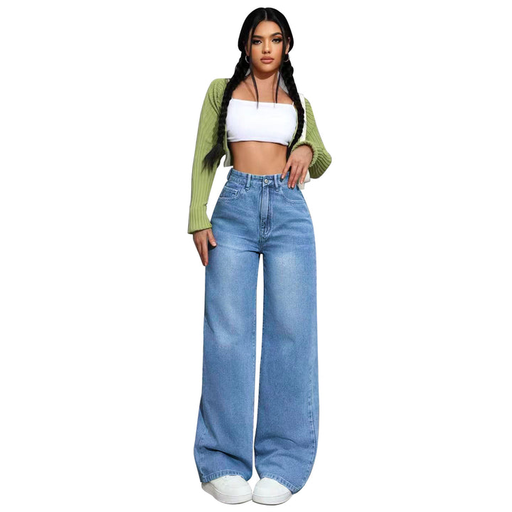 Women High-Waist Palazzo Jeans with extra wide leg and soft pleats Mune Fashion