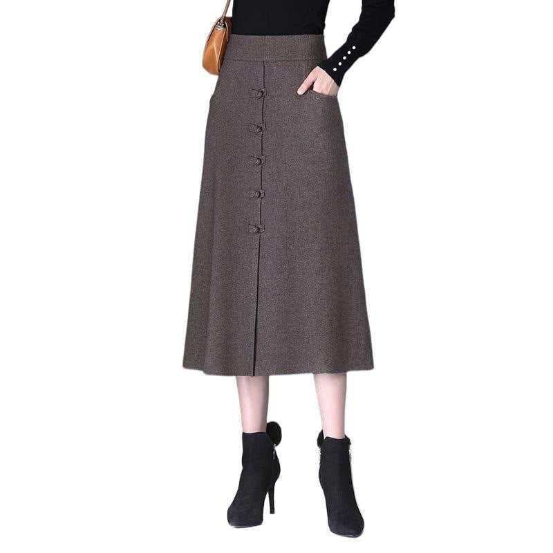 Ladies Elegant and Chic Midi Skirt with Button Details Mune Fashion