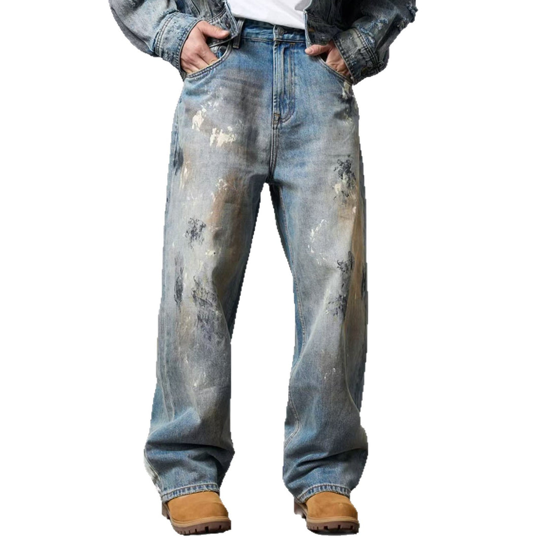Men's Wide Denim Jeans in Used Look Mune Fashion