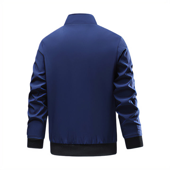 Men's sporty transitional jacket with high closing collar and side zip pockets Mune Fashion