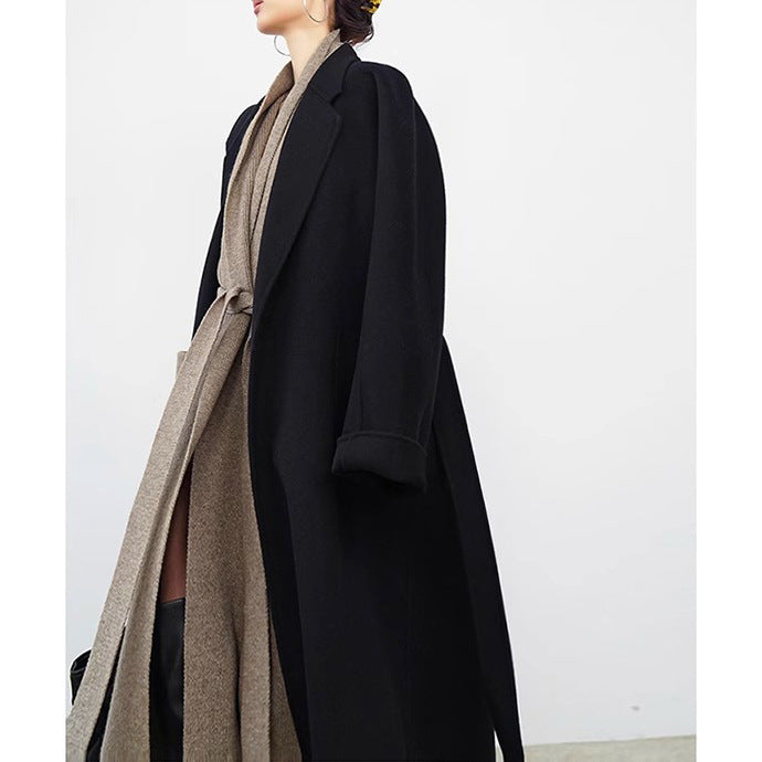 Ladies Elegant Wrap Coat with Waist Belt Mune Fashion