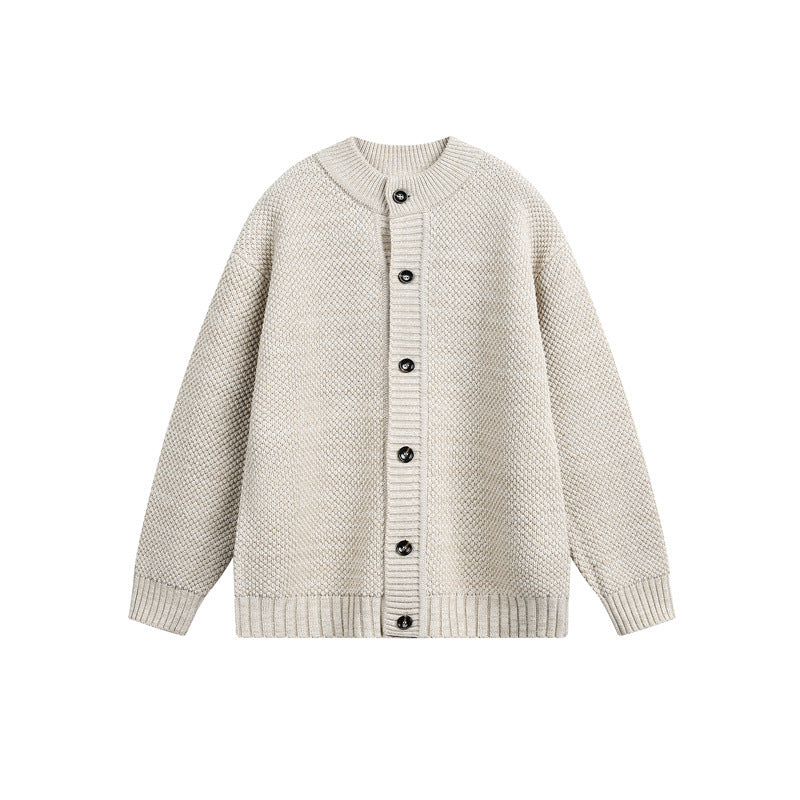 Unisex Chunky Knit Cardigan with Pearl Pattern and Full Button Placket Mune Fashion