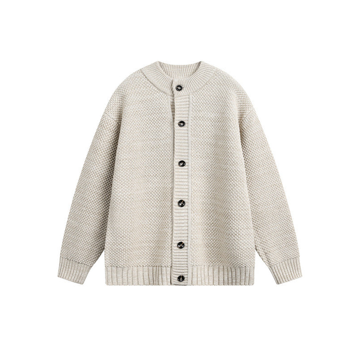 Unisex Chunky Knit Cardigan with Pearl Pattern and Full Button Placket Mune Fashion
