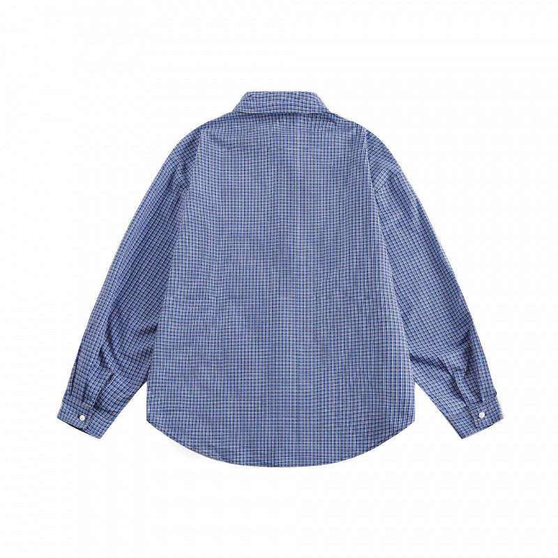 Unisex Oversized Check Shirt in Relaxed Fit with Button-Down Collar, Breast Pocket and Rounded Hem Mune Fashion