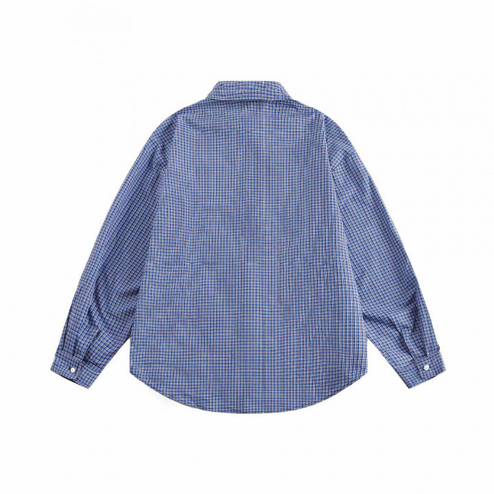 Unisex Oversized Check Shirt in Relaxed Fit with Button-Down Collar, Breast Pocket and Rounded Hem Mune Fashion
