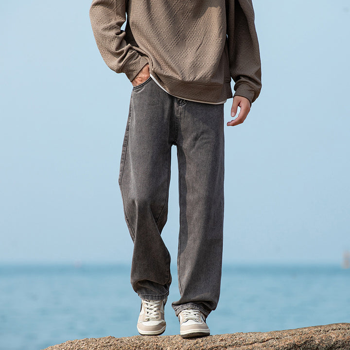 Men's wide baggy jeans in vintage workwear look with relaxed fit and straight leg Drune