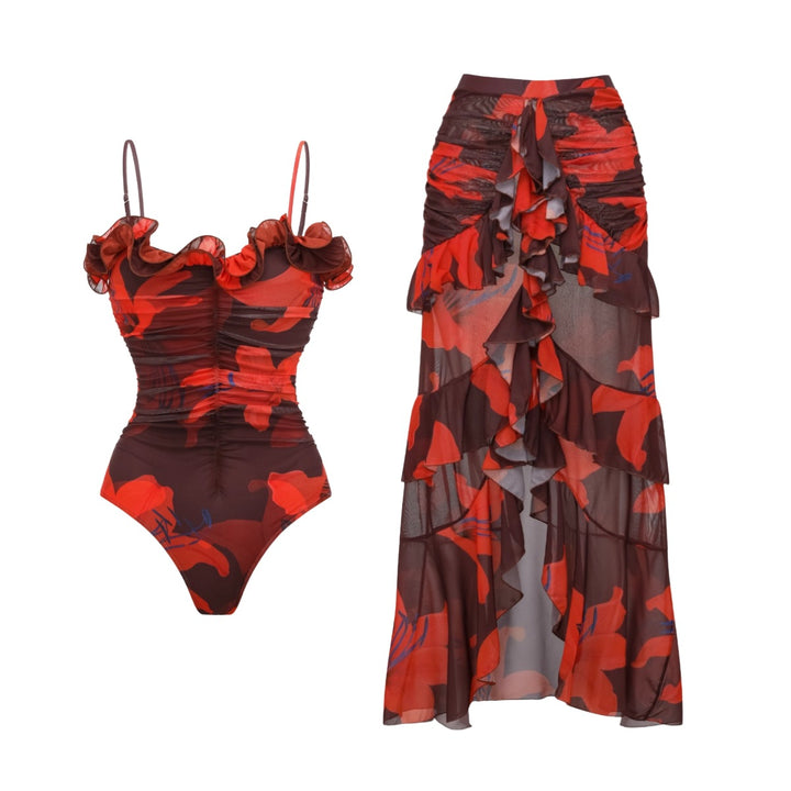Women’s One-Piece Swimsuit with Romantic Ruffle Details Mune Fashion