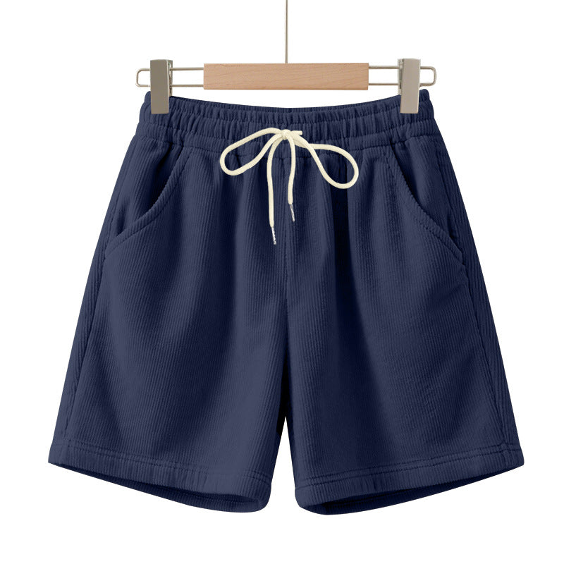 Men's ribbed jersey shorts with elastic waistband, decorative drawstring, and side slant pockets Mune Fashion