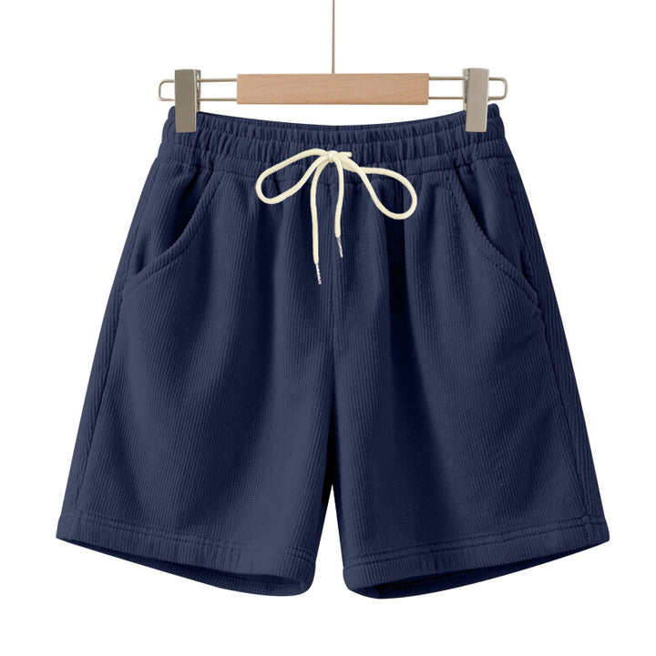 Men's ribbed jersey shorts with elastic waistband, decorative drawstring, and side slant pockets Mune Fashion