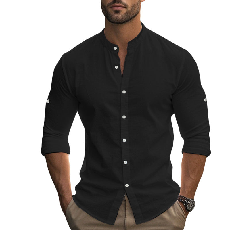 Men's tailored shirt in Nehru style with rollable sleeves and slim fit Mune Fashion